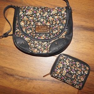 MNG by Mango Flower Purse and Wallet Set